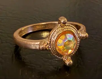 아쉬페프랑스 골드 컬러 오로라 스톤 장식 골드링 11호