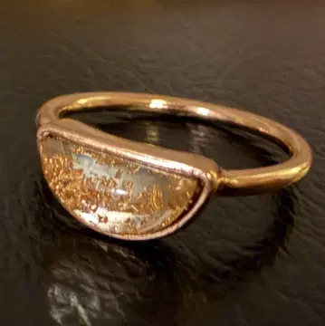 아쉬페프랑스 엘레강트 골드 컬러 문양 반지 반달형 12호