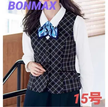 본맥스 사무복 베스트 체크 15호 블루 그레이