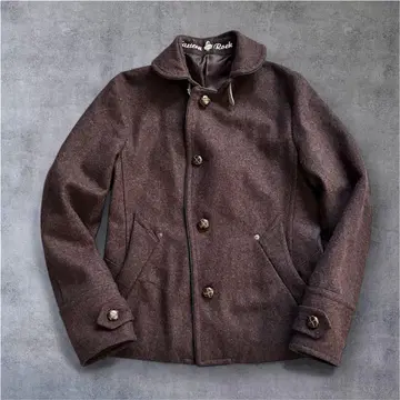 새상품급 PPFM 울 자켓 벨트 시크 스타일 브라운 M 가죽 버튼