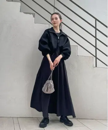 mystic 니트 블루종 원피스 SET