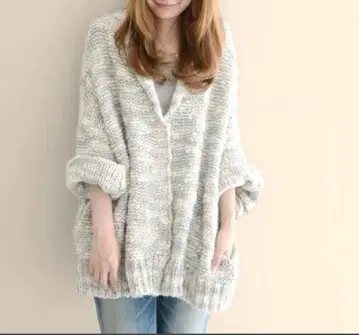 어반 리서치 믹스 볼륨 니트 가디건 코트 내추럴