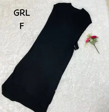 그레일 [ F ] 슬리브리스 니트 원피스 리브 니트 벨트 포함 캐주얼