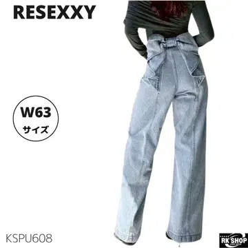 새상품급 RESEXXY 리젝시 백리본 데님 팬츠 M 블루