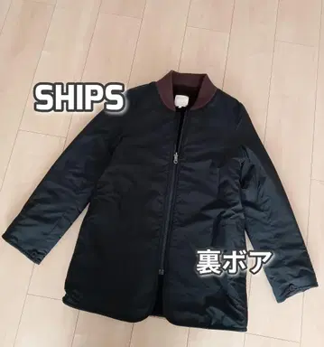 SHIPS 안감 퍼 블루종 점퍼 리브 절개 S 블랙/브라운