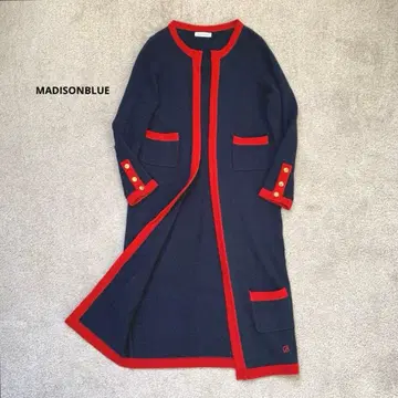 [ 새상품급 ] MADISON BLUE 캐시미어 혼방 롱 가디건 파이핑