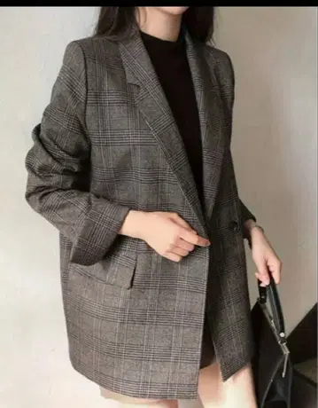 체크 무늬 테일러드 자켓 XL 사이즈 글렌체크 더블 자켓