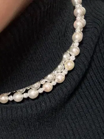 화이트 펄 목걸이와 팔찌 세트