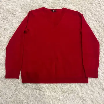 [ 새상품급 ] 유니클로 캐시미어 100% V넥 레드 XL