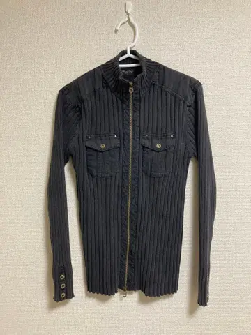 남성용 비기 리브 니트 집업 자켓 블랙 M