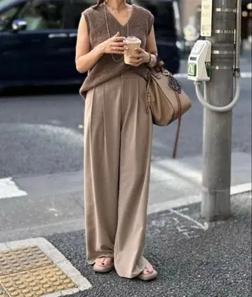 새상품급 na.e Emma Wide Slacks Greige M