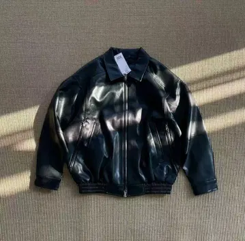 BEAMS 24SS 빈티지 가죽 지퍼 블루종 남성용 아우터