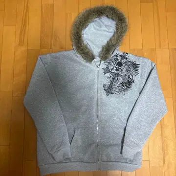 퍼 후드 지퍼 자켓 y2k 그레이 M 사이즈