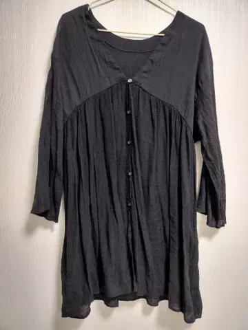 블랙 오부소매 셔츠 A라인 디자인