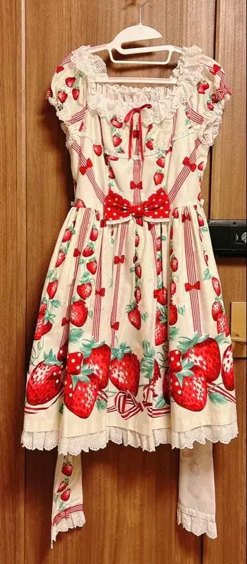Angelic Pretty 딴 딸기 원피스/머리띠