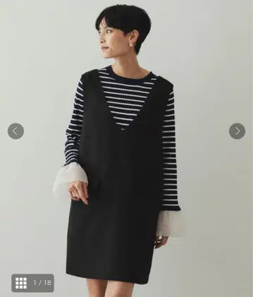 울 라이크 V넥 미니 점프 스커트 블랙 M