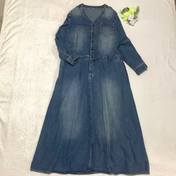 mili mili 밀리밀리 [미사용] V넥 데님 맥시 원피스 [LL]