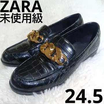 미사용급 ZARA 자라 로퍼 골드 블랙 39 24.5cm