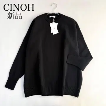 새상품 CINOH 치노 오버 사이즈 크루넥 니트 블랙 택 포함