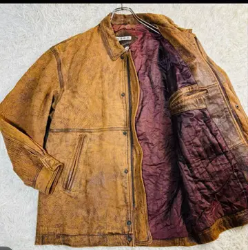 프랑스제 브라운 가죽 코트