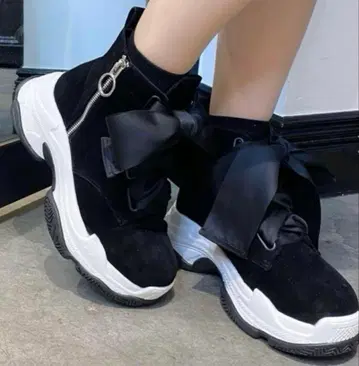 EATME 이토미 스니커즈 밑창 숏부츠 23cm M 리본 블랙