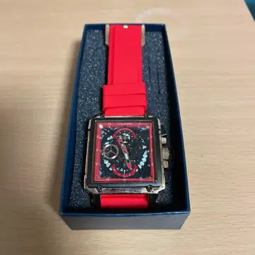 LIGE 크로노그래프 스퀘어 워치 레드 중고