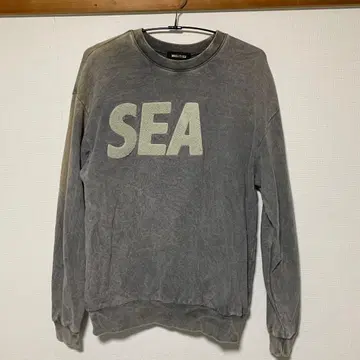 SEA WIND AND 로고 맨투맨 그레이 사이즈 L