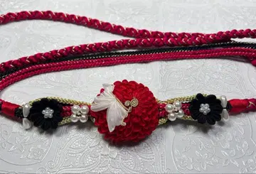 b-120 순수 실크 허리띠 후리소데 성인식 츠마미자이쿠 꽃 장식