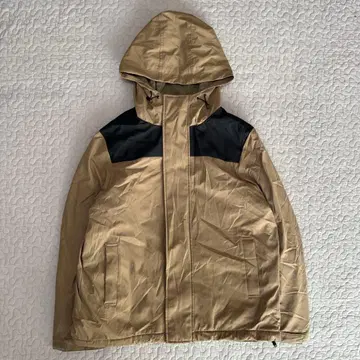 후드 부착 패딩 자켓 카키 x 블랙 M 남성용 아웃도어 아우터