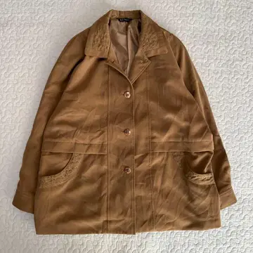 여성용 자수 컬러 브라운 코트 프리 사이즈 루즈핏