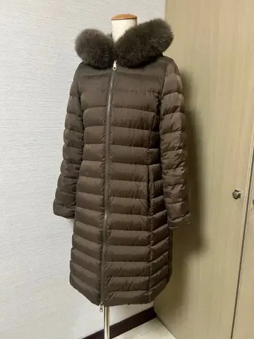 브라운 퍼 롱 다운 코트