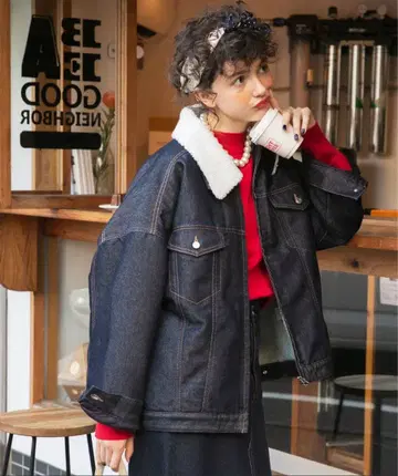 bonlecill 보아 옷깃 데님 자켓