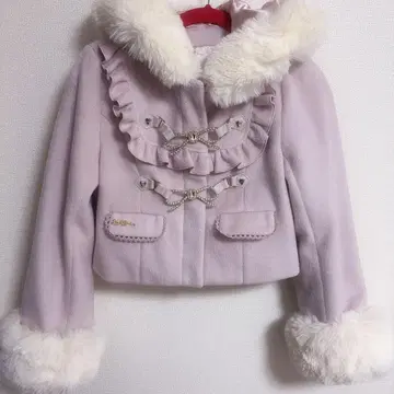 LIZLISA 비쥬 리본 숏 후드 코트 핑크