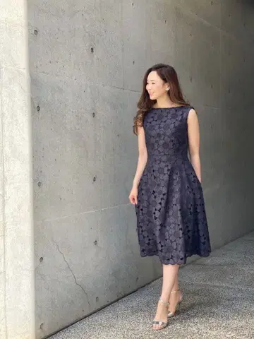 아베닐 에투알 플라워 레이스 원피스 36 네이비