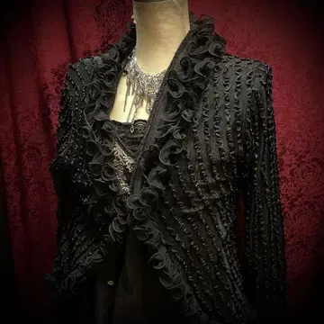 프릴 장식 고딕 가디건 블랙 개성파 디자인 고딕계 모드 ozz풍