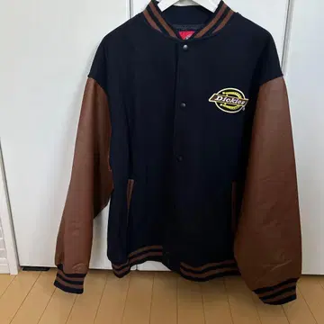 Dickies 바시티 자켓 네이비/브라운 L 사이즈