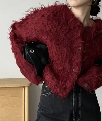 알파카 울 샤기 가디건 카프리슈르 마쥬