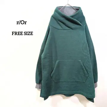 누아르 라벨 속기모 후드티 그린 크로스 넥 가을/겨울 F 실루엣