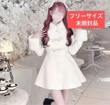 미셸 마카롱 리본 비트 코트 화이트 프리 사이즈 허니 뮤우