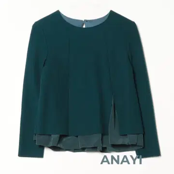 [ 새상품급 ] ANAYI 다크 그린 울 티셔츠 밑단 프릴 그린 계열