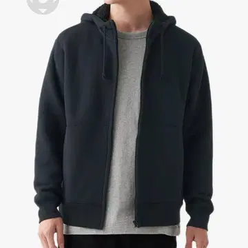 무인양품 보아 안감 플리스 후드 자켓 후드티 L 블랙