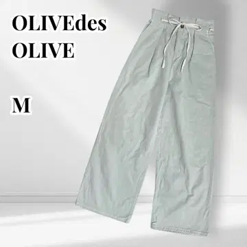 OLIVEdesOLIVE 하이웨스트 와이드 팬츠 허리 리본 백 밴딩
