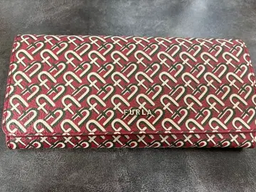 FURLA 로고 프린트 장지갑 빨간색