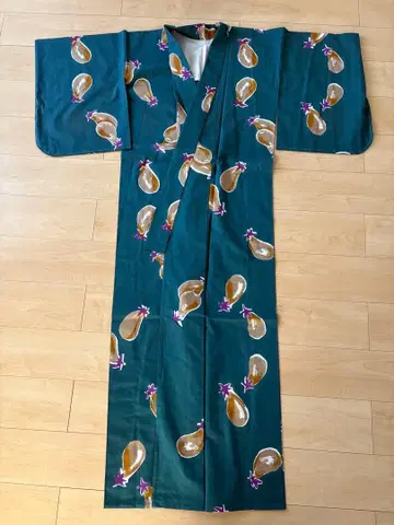 가지 패턴 유카타 다크 그린 기모노