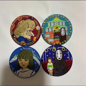 지브리 자수 캔뱃지 4점