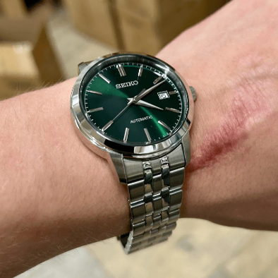 graduation white dress near me Seiko Chronograph Green Dial Leather Men's Watch| SSB385P1 main image 0