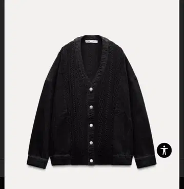 zara 케이블 도킹 노카라 데님 자켓 블랙