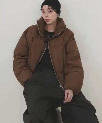 다운 코트 다운 자켓 체크 파이버 숏 다운 LIAN