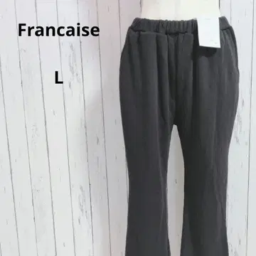 프랑세즈 미사용 택 포함 플레어 팬츠 속기모 허리밴딩 L 블랙 컬러 겨울