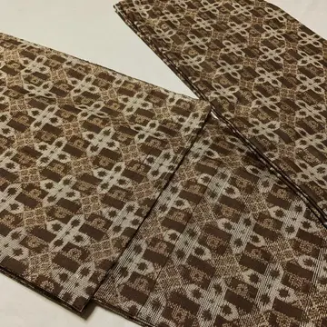 순수 실크  직물 기모노 이중 기모노 짙은 갈색 [ 미사용 ]